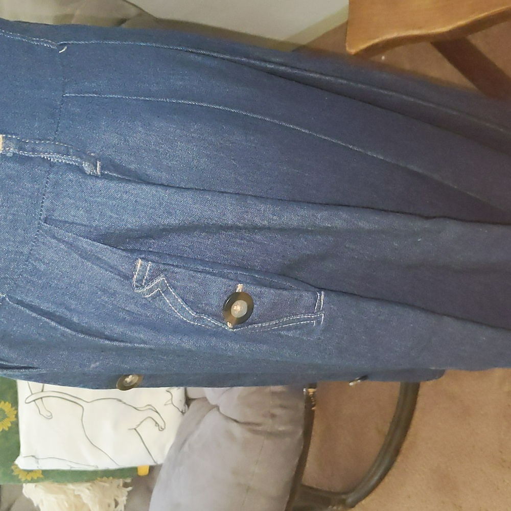 Anne Klein Dark Denim Sleeveless Trench Dress - Picture 4 of 6